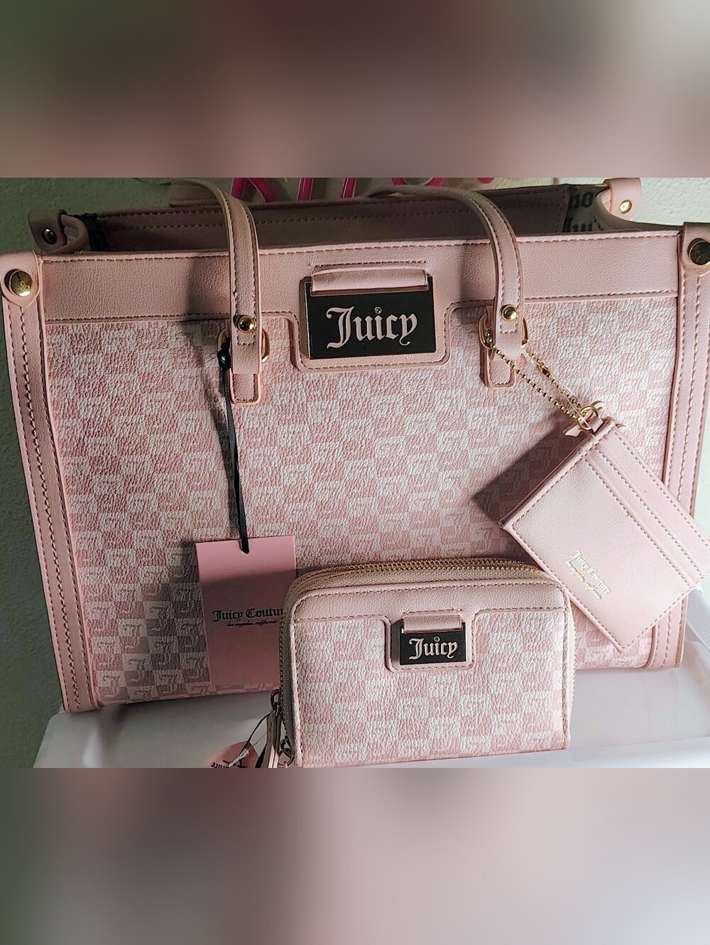Juicy Couture Light Pink Tote Bag with Matching Wallet